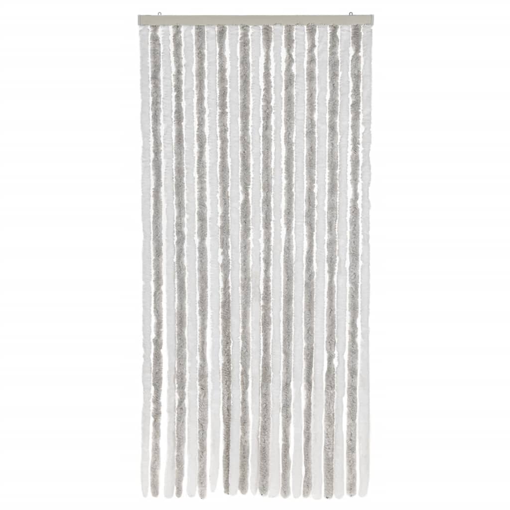 Vidaxx Fliegenvorhang 90x220 cm Chenille Hellgrau und Weiß