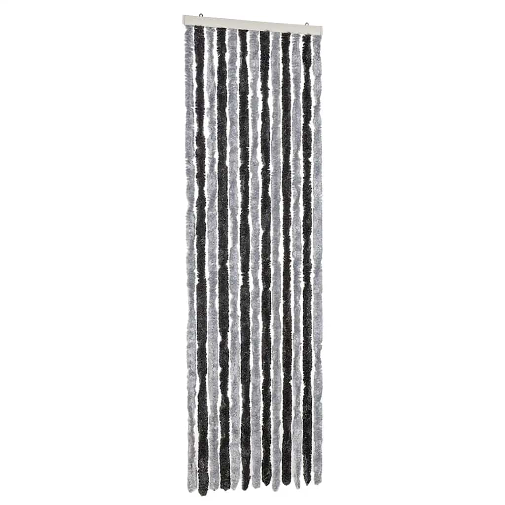 Vidaxx Fliegenvorhang 56x200 cm Chenille Grau und Schwarz