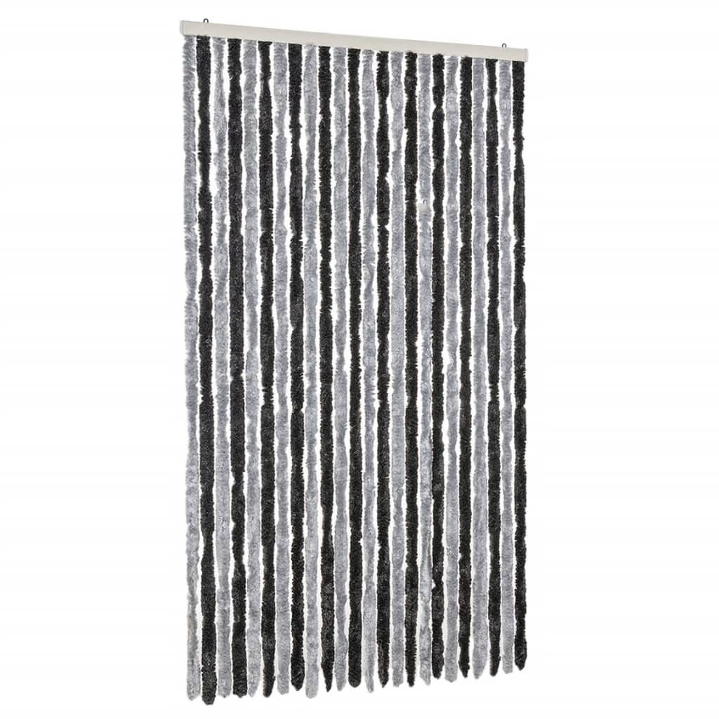 Vidaxx Fliegenvorhang 100x230 cm Chenille Grau und Schwarz