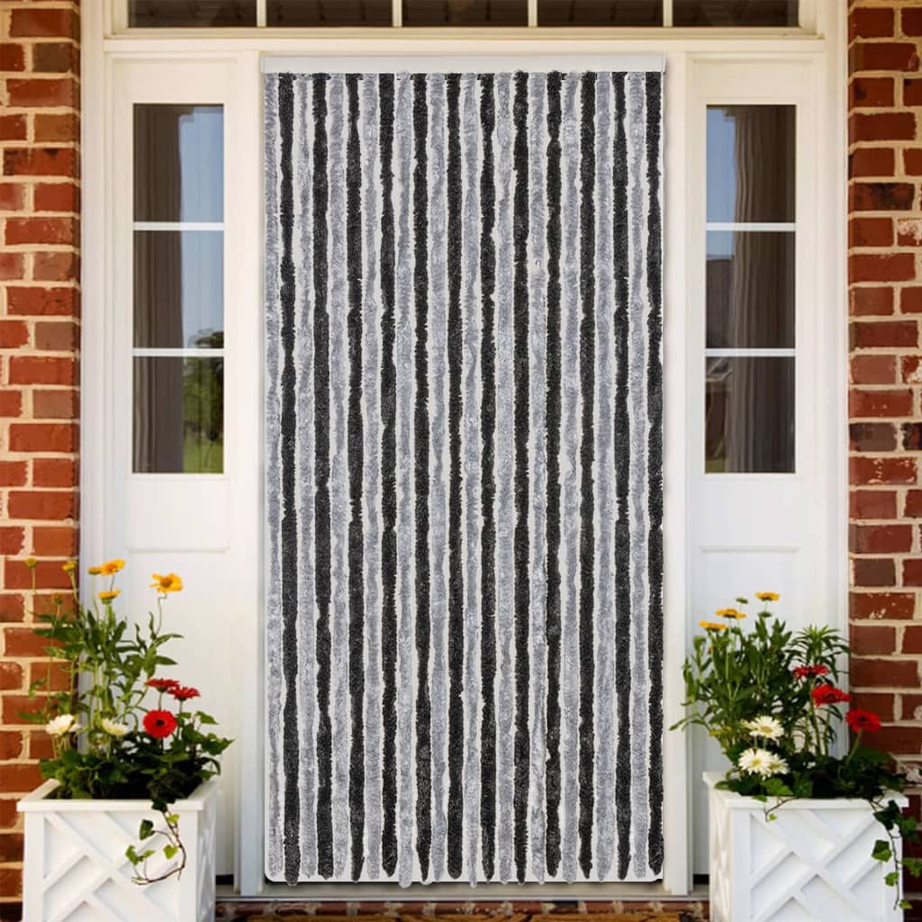 Vidaxx Fliegenvorhang 100x230 cm Chenille Grau und Schwarz