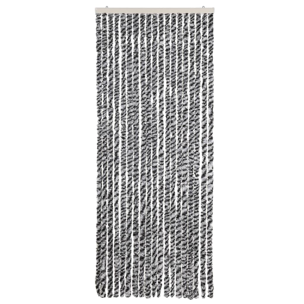 Vidaxx Fliegenvorhang 56x185 cm Chenille Grau und Schwarz und Weiß