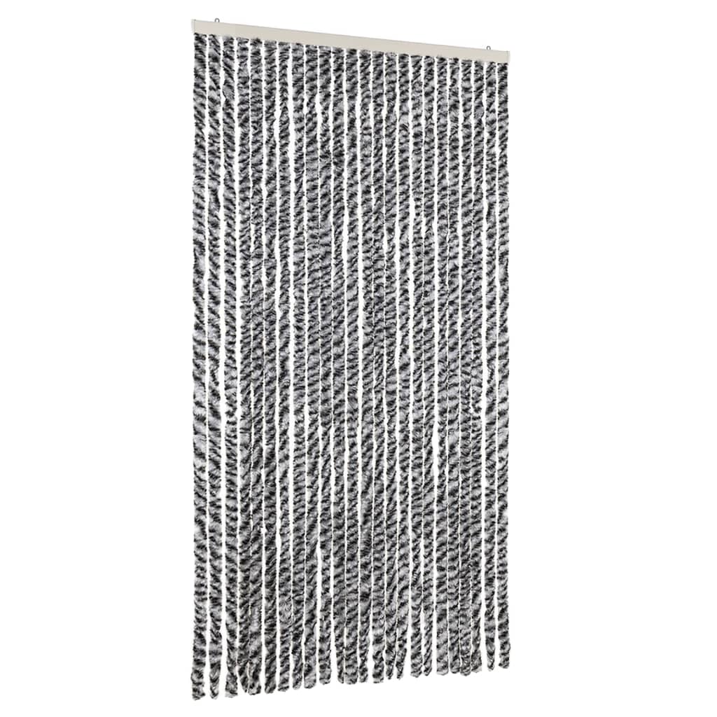Vidaxx Fliegenvorhang 100x220 cm Chenille Grau und Schwarz und Weiß