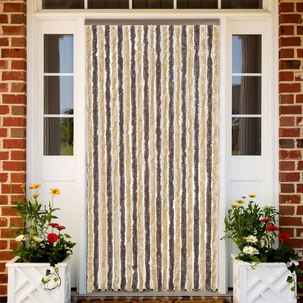Vidaxx Fliegenvorhang 90x220 cm Chenille Dunkelbraun und Beige