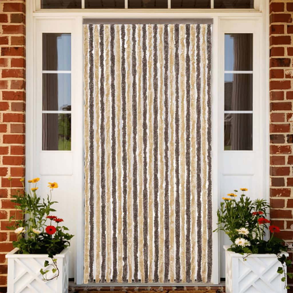 Vidaxx Fliegenvorhang 100x230 cm Chenille Dunkelbraun und Beige