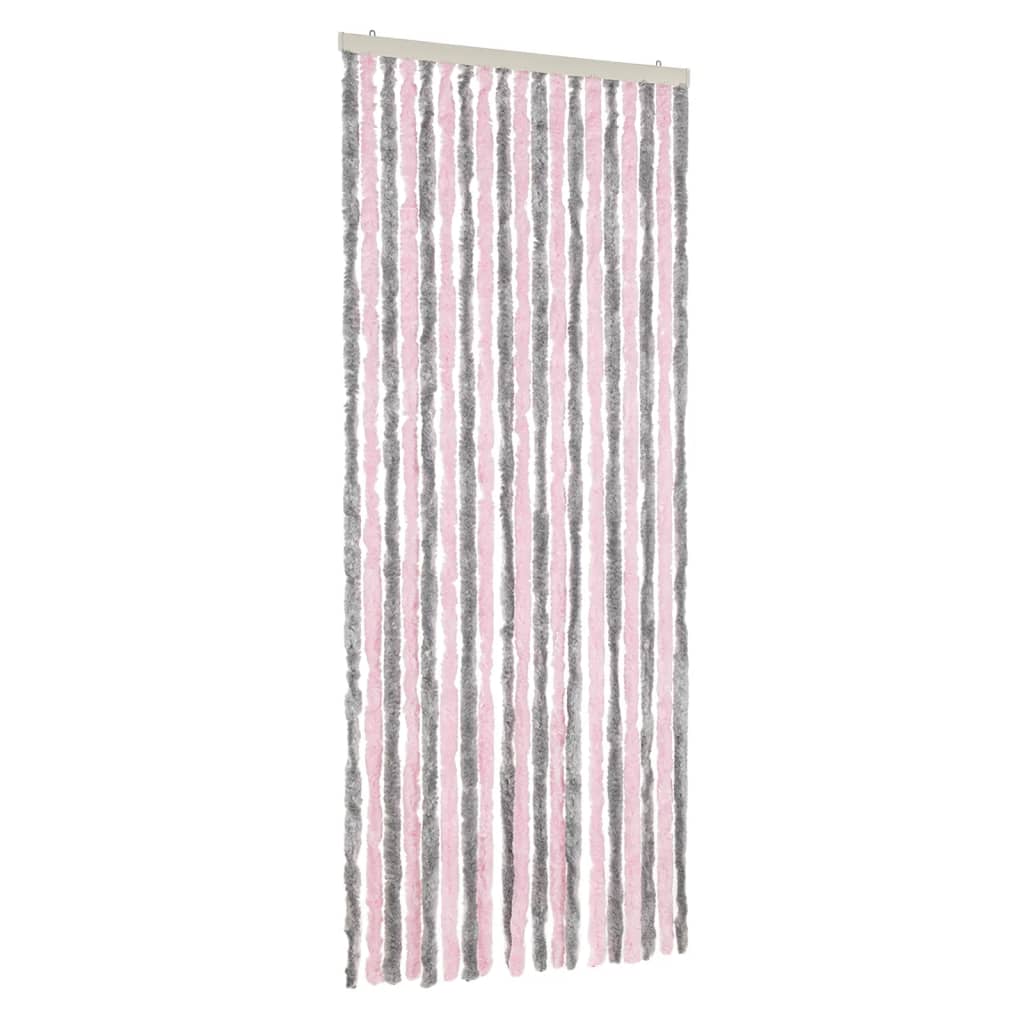 Vidaxx Fliegenvorhang 56x185 cm Chenille Silbergrau und Rosa