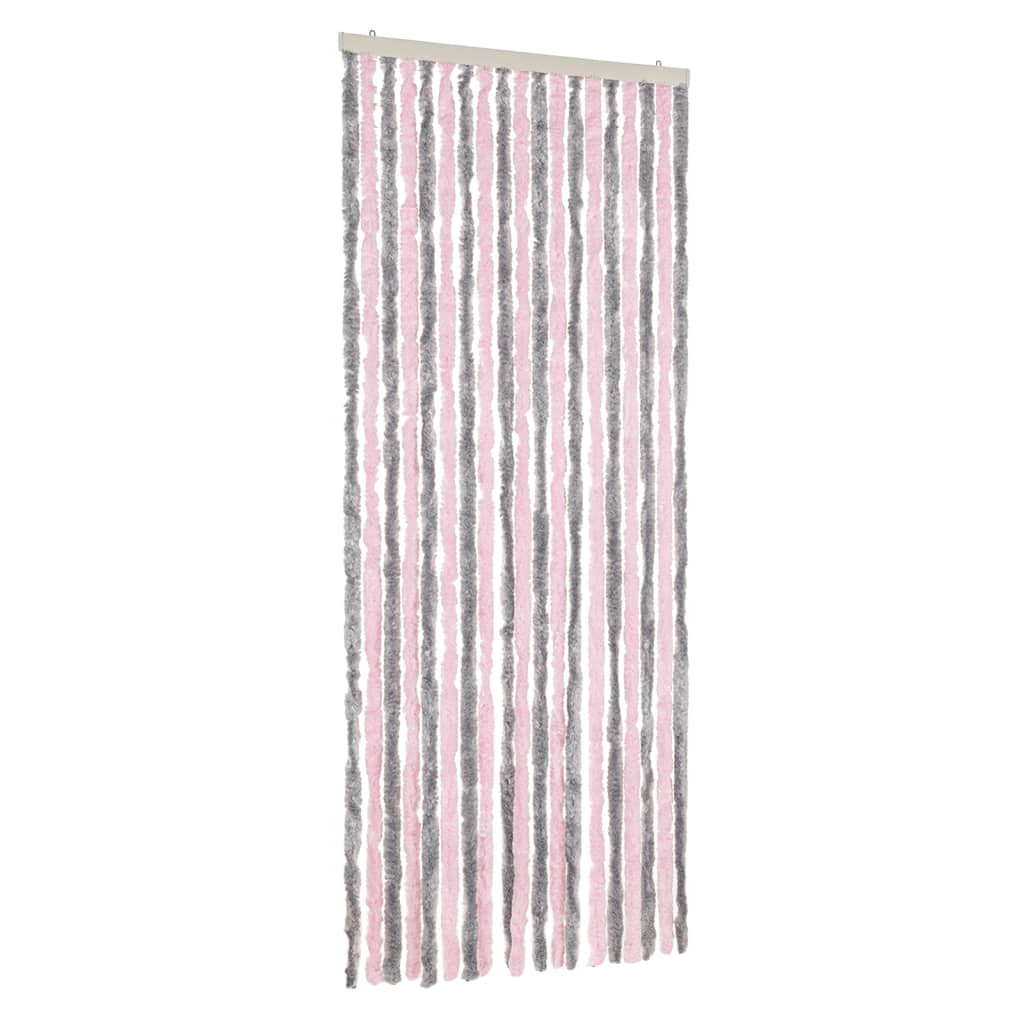 Vidaxx Fliegenvorhang 56x200 cm Chenille Silbergrau und Rosa