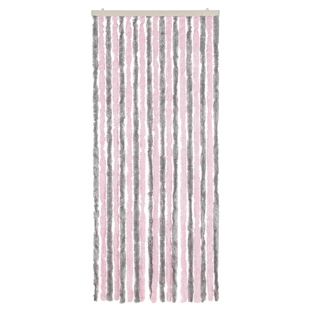 Vidaxx Fliegenvorhang 56x200 cm Chenille Silbergrau und Rosa