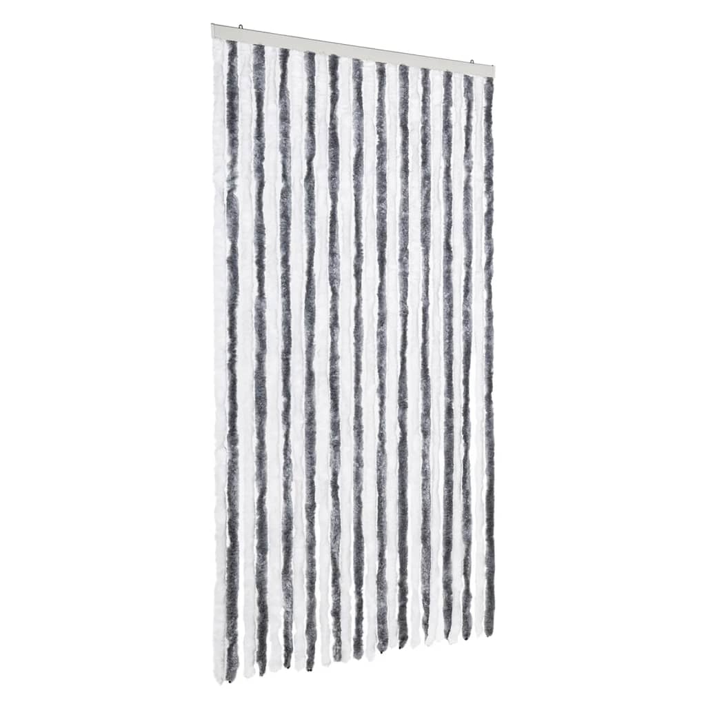 Vidaxx Fliegenvorhang 100x230 cm Chenille grau und weiß