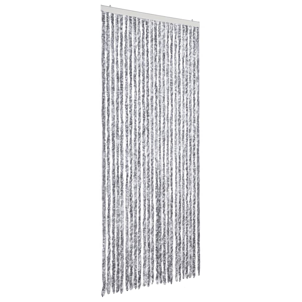 Vidaxx Fliegenvorhang 100x230 cm Chenille weiß und grau