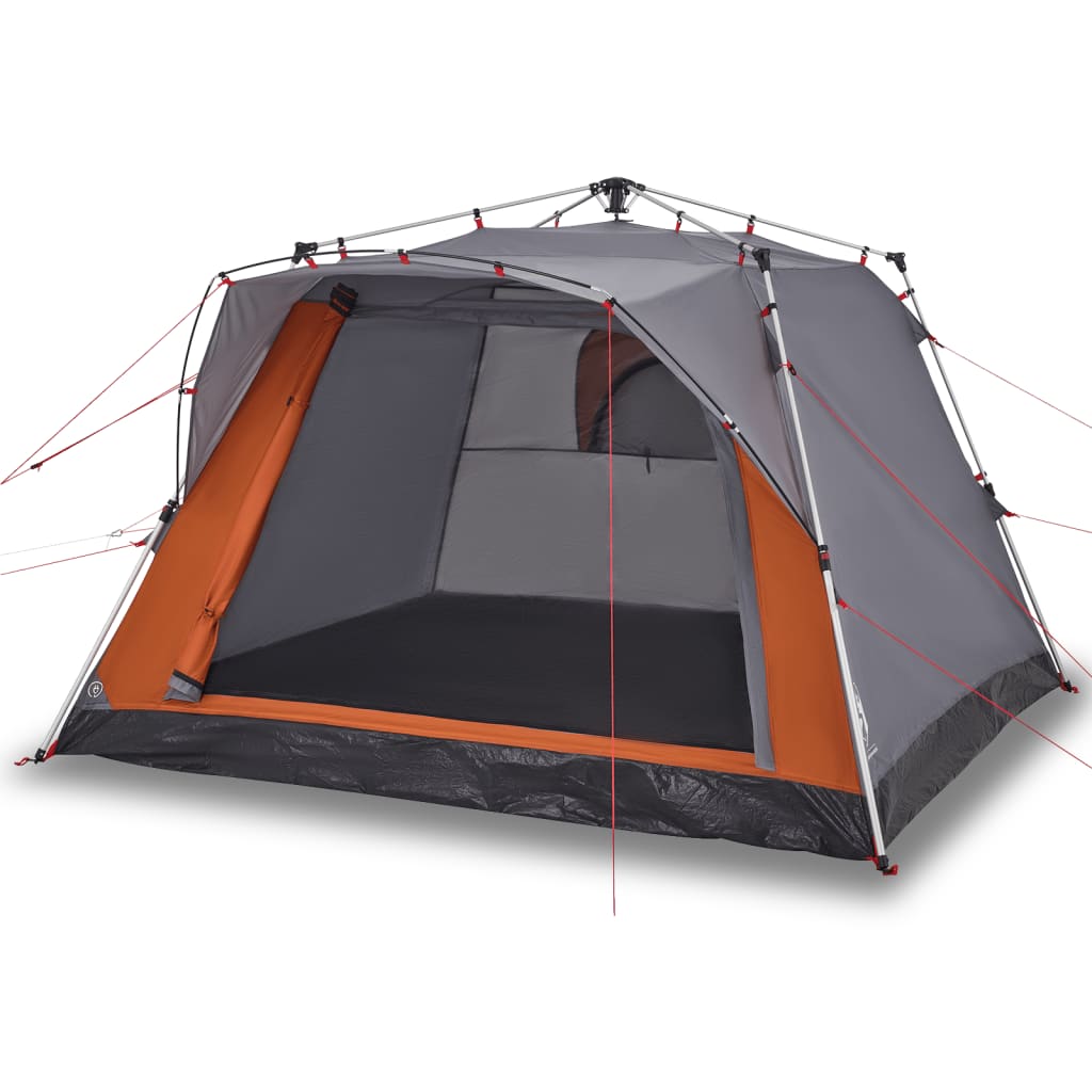 Vidaxl Campingzelt 4-Personen-Schnellspanner grau und orange