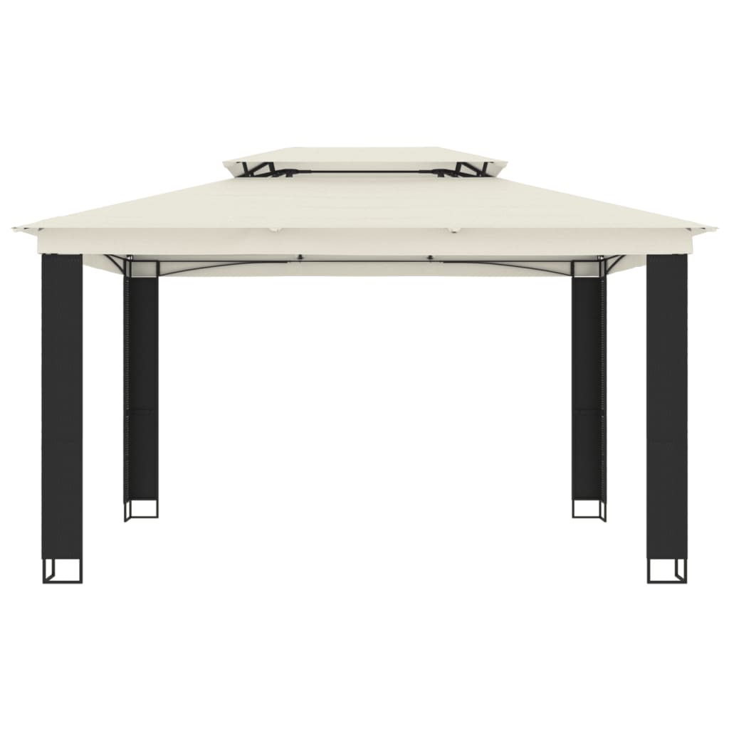 VidaXL Pavillon mit Doppeldach 3,94 x 2,96 m cremefarbener Stahl