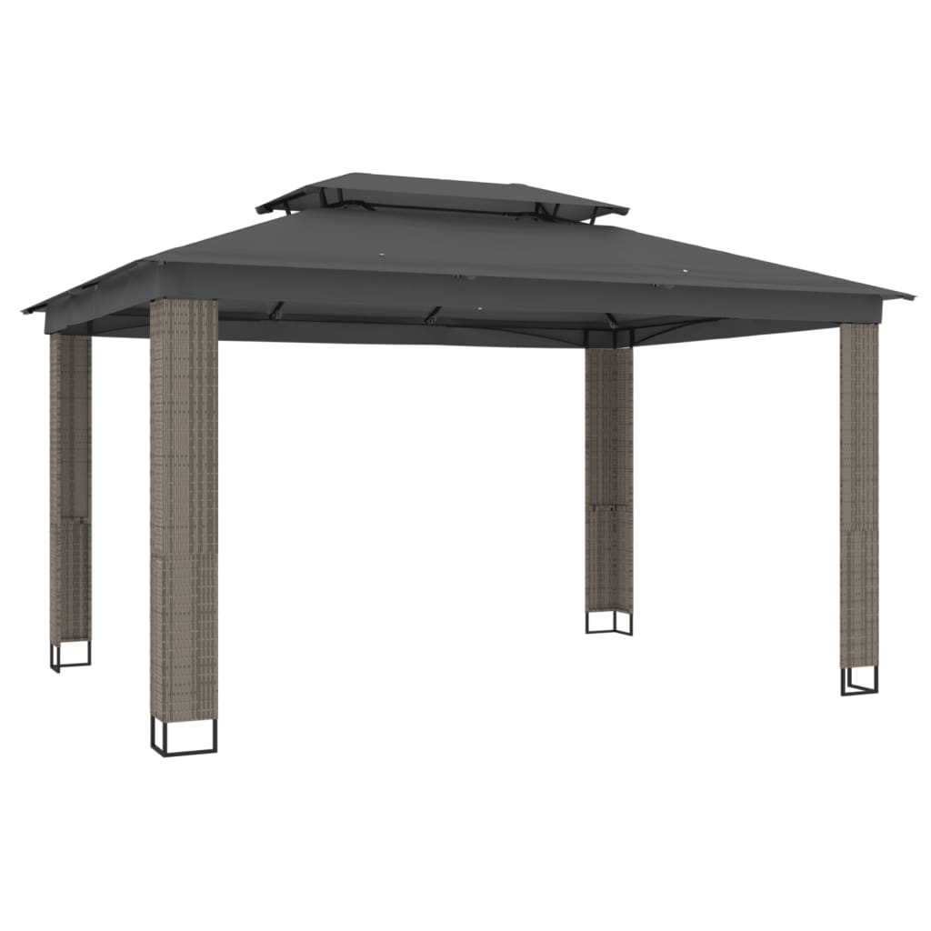 VidaXL Pavillon mit Doppeldach 3,94x2,96 m Stahl Anthrazit