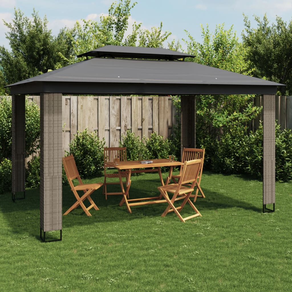 VidaXL Pavillon mit Doppeldach 3,94x2,96 m Stahl Anthrazit