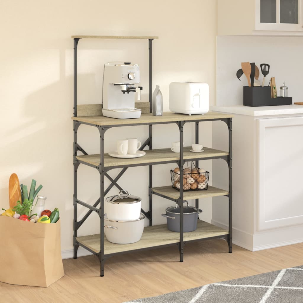 Vidaxx Bäckerregal 90x40x132 cm aus Sonoma-Eiche aus Holz und Metall