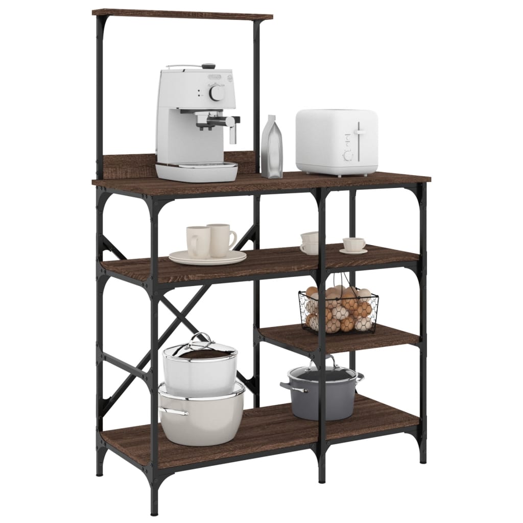 Vidaxx Bäckerregal 90x40x132 cm, fertiges Holz und Metall in der Farbe Eichenbraun