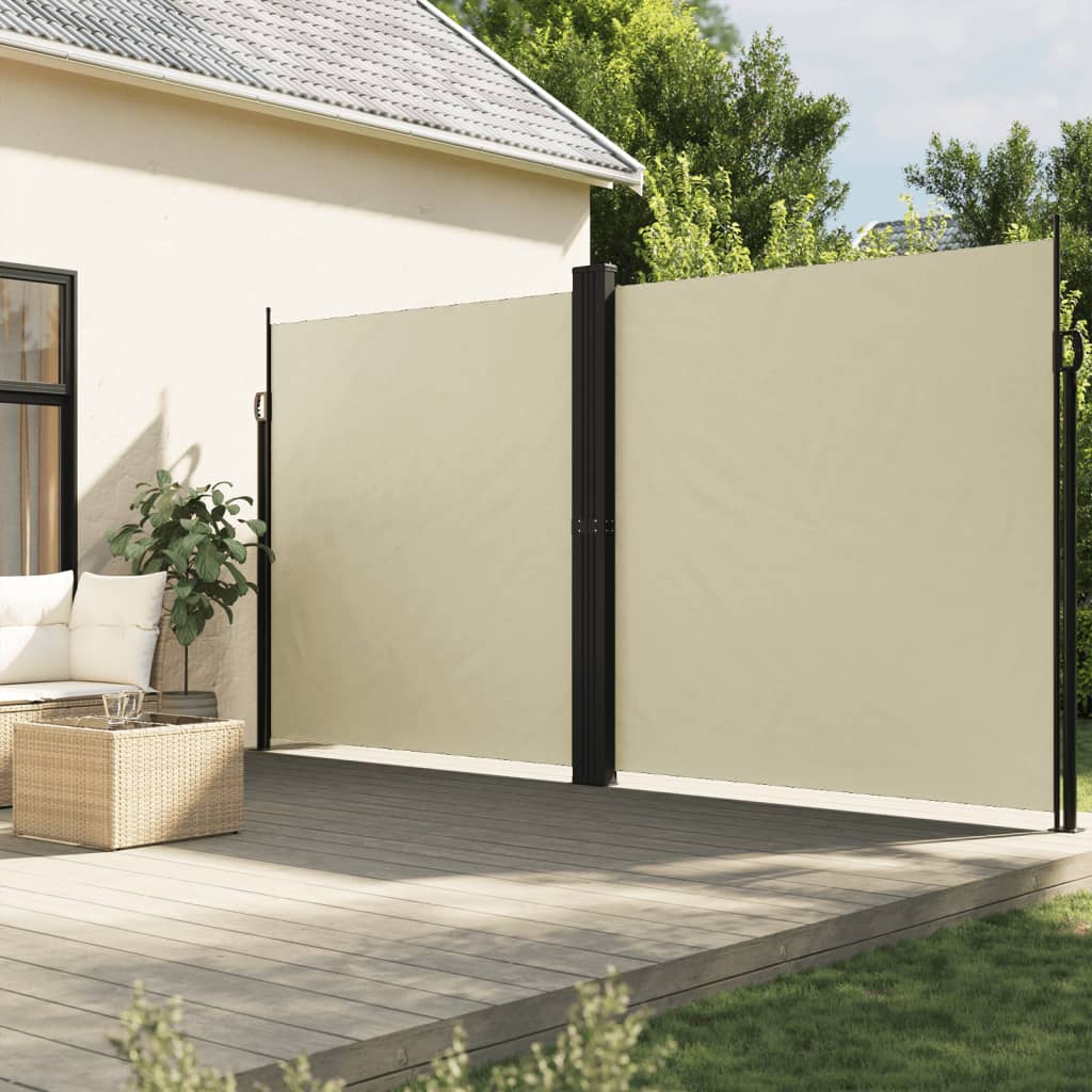 Vidaxx ausziehbarer Windschutz 220x600 cm cremefarben