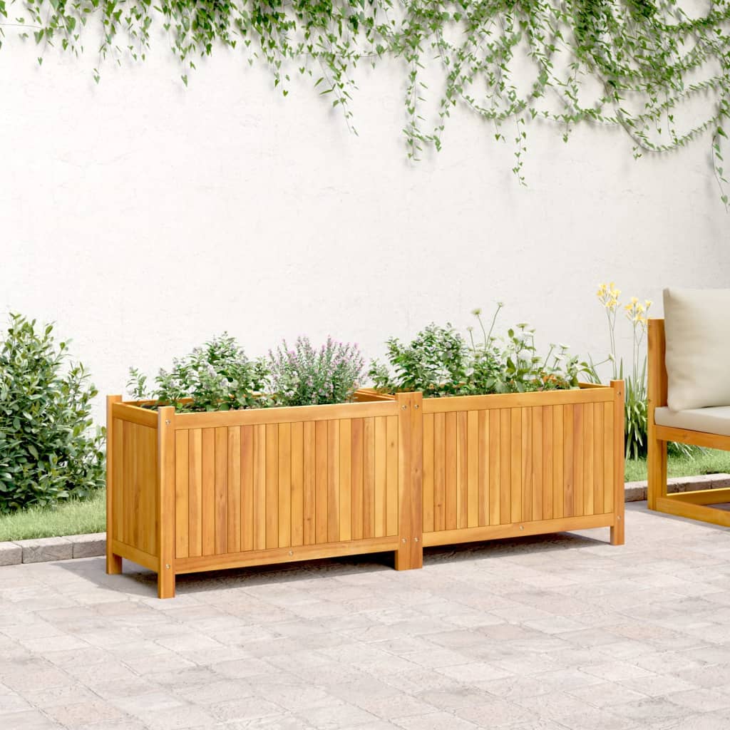 Vidaxx Pflanzgefäß mit Futter 153x38,5x50 cm aus massivem Akazienholz
