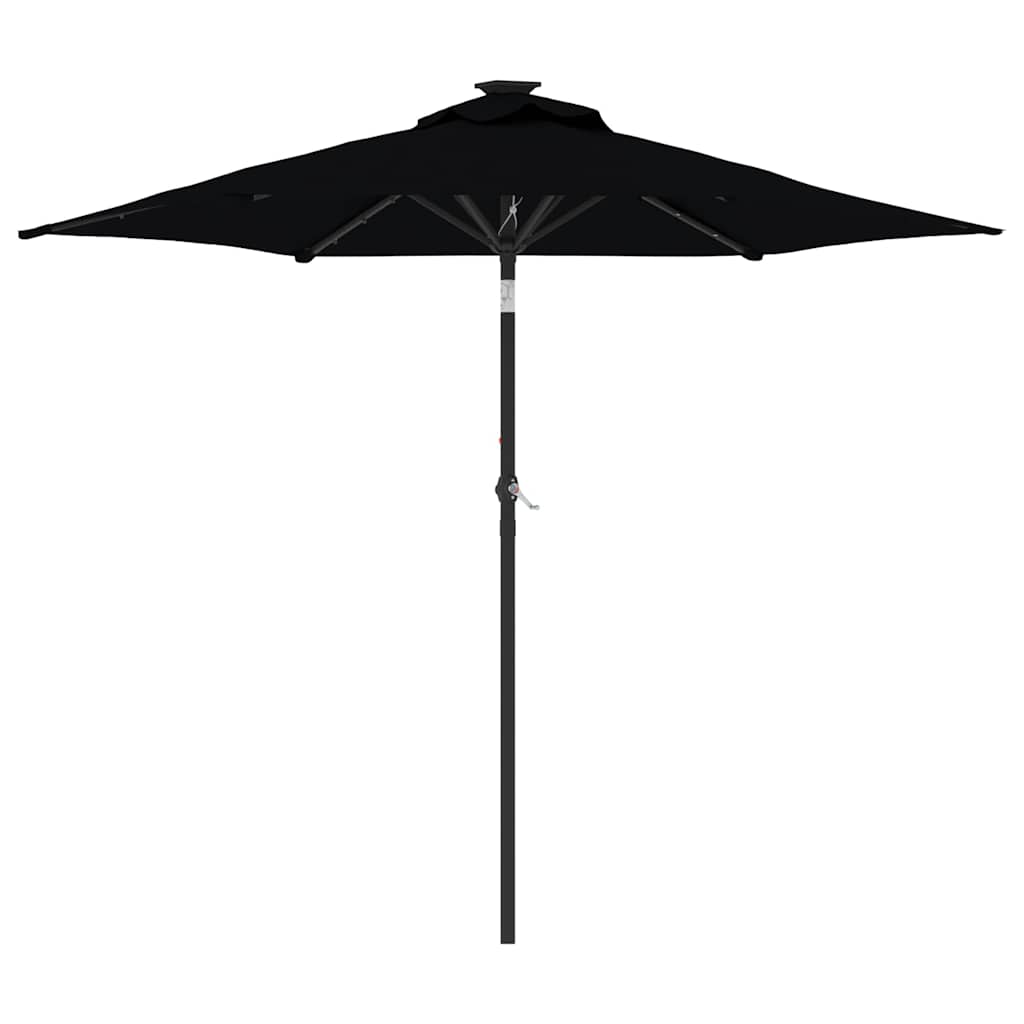 VidaXL Sonnenschirm mit LEDs und Stahlmast 225x225x212 cm schwarz