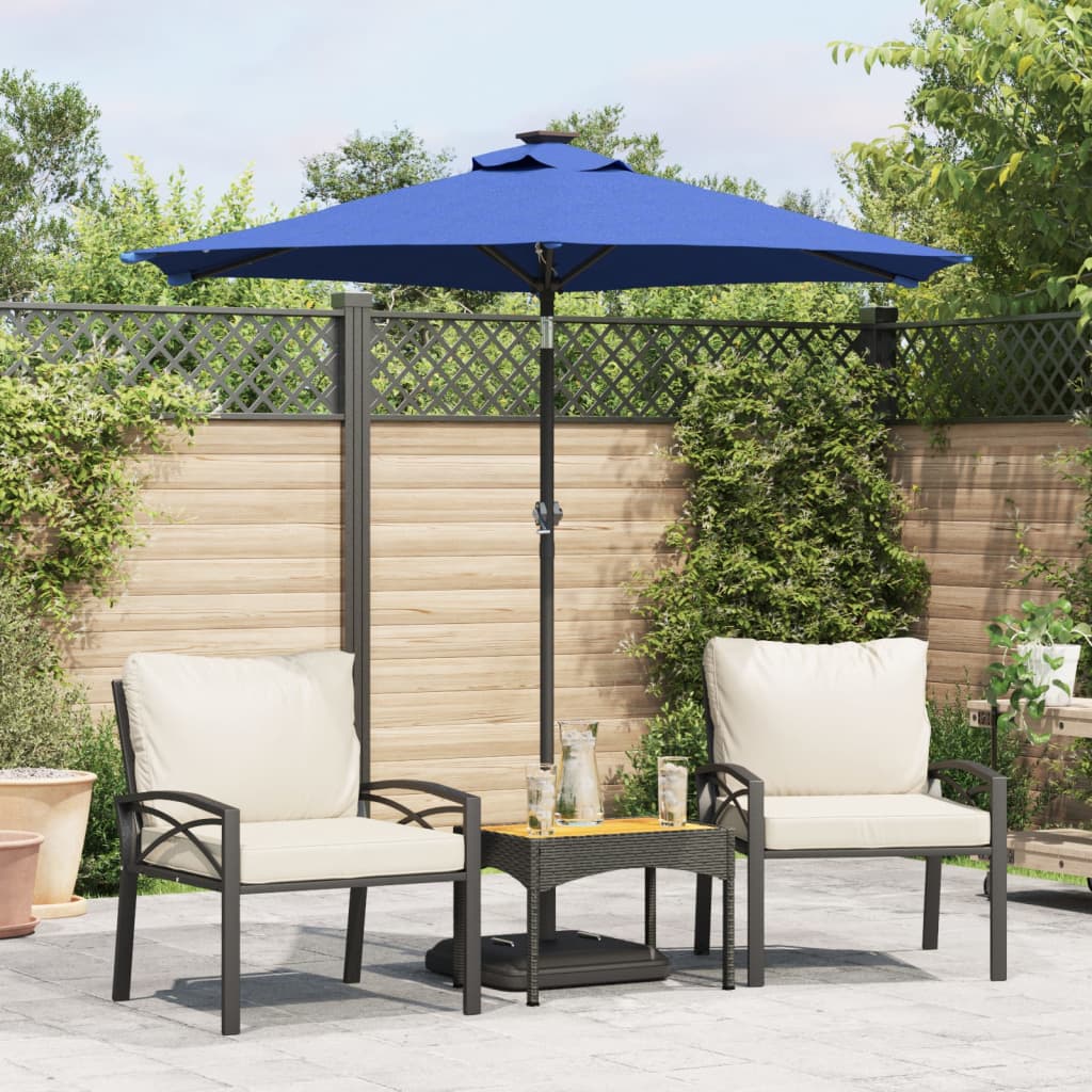 Vidaxx Sonnenschirm mit LEDs und Stahlmast 225x225x212 cm azurblau