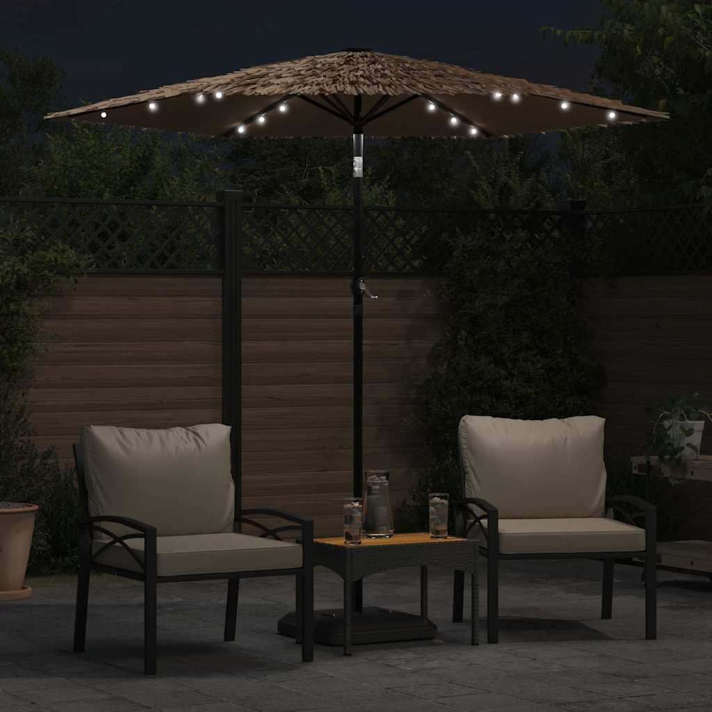 Vidaxx Sonnenschirm mit LEDs und Stahlmast 223x223x213 cm braun