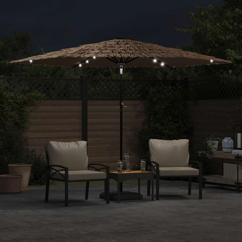 Vidaxx Sonnenschirm mit LEDs und Stahlmast 288x288x225 cm braun