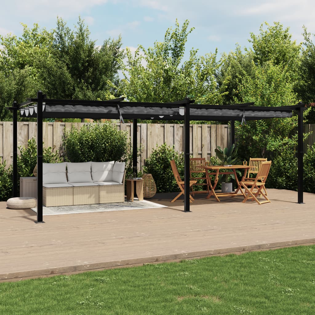 VidaXL Pavillon mit ausfahrbarem Dach 3x6 m Aluminium Anthrazit