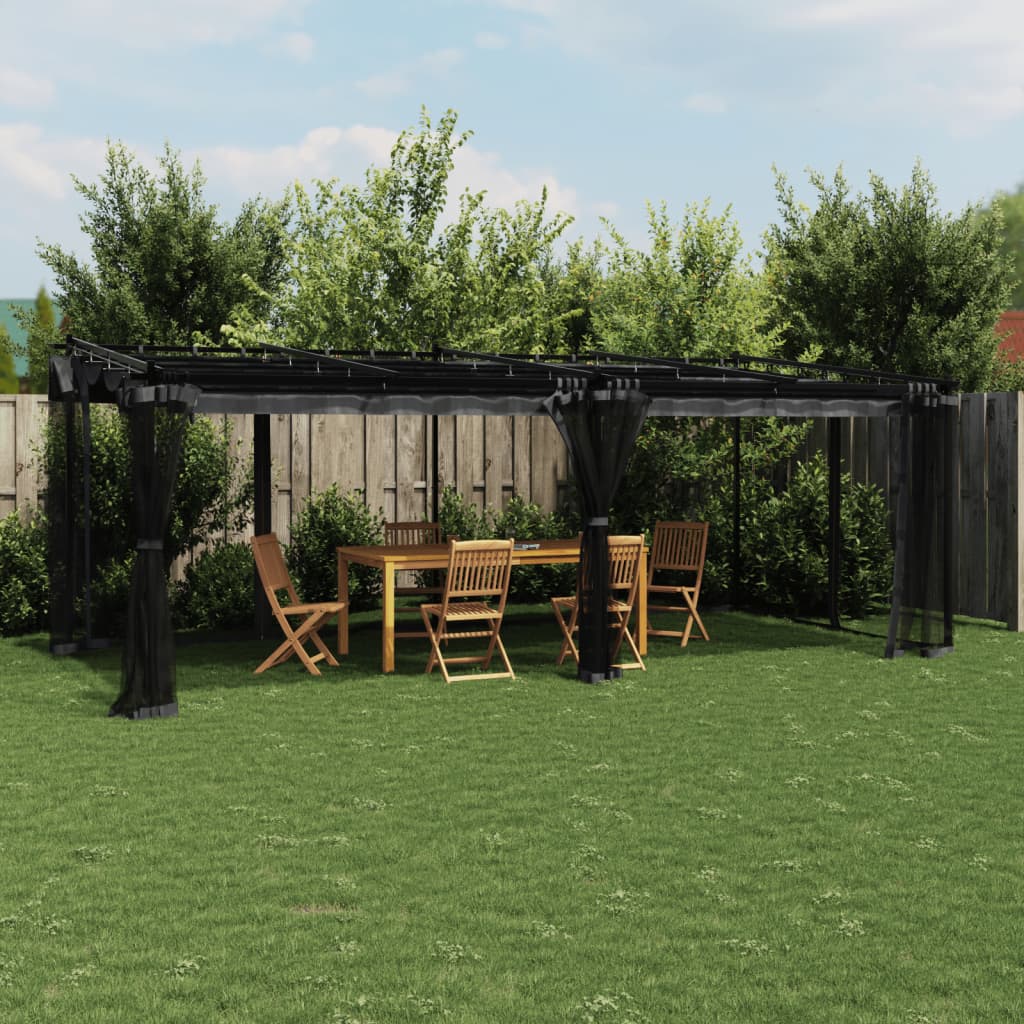 VidaXL Pavillon mit Netzseitenwänden 6x3 m Stahl Anthrazit
