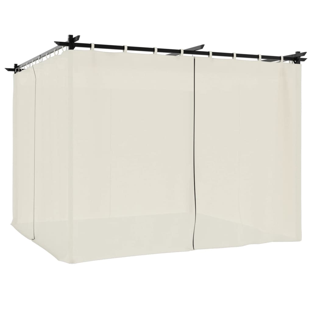 Vidaxx Pavillon mit Vorhängen 3x3 m Stahl cremefarben