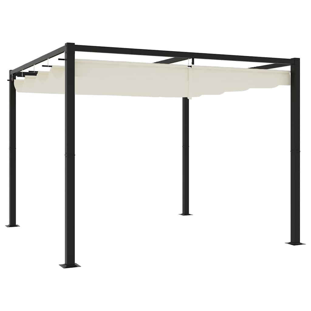 Vidaxx Pavillon mit ausfahrbarem Dach 3x3 m aus cremefarbenem Stahl