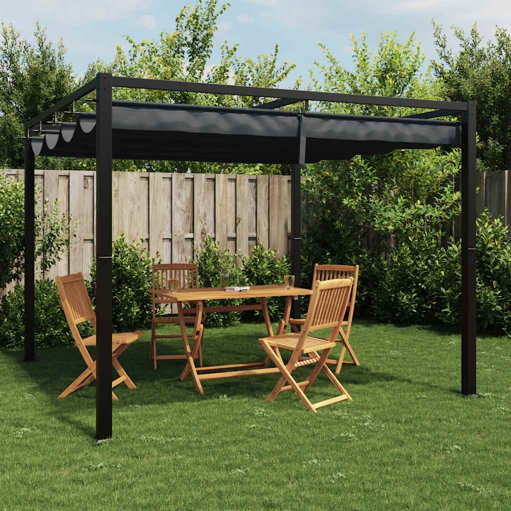 Vidaxx Pavillon mit ausfahrbarem Dach 3x3 m Stahl Anthrazit