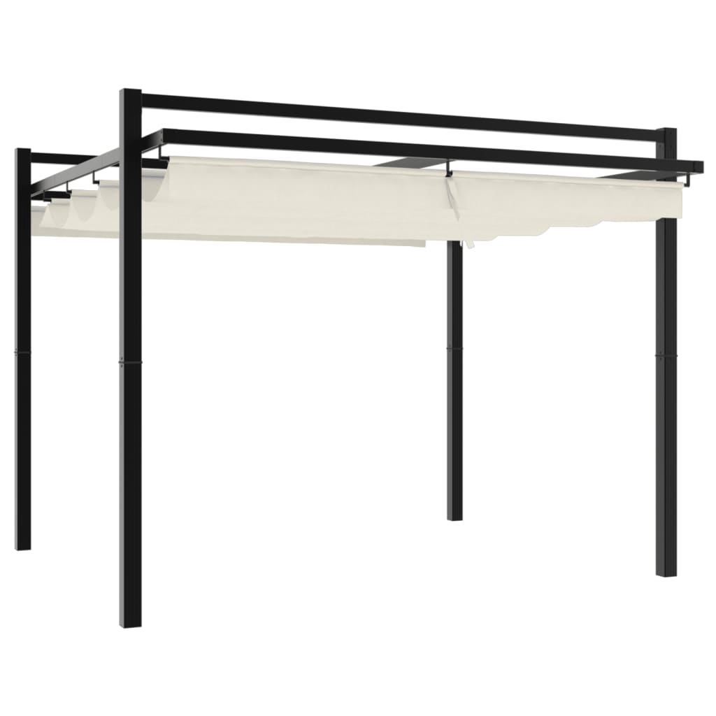 VidaXL Pavillon mit ausfahrbarem Dach 3x3 m Aluminium cremefarben