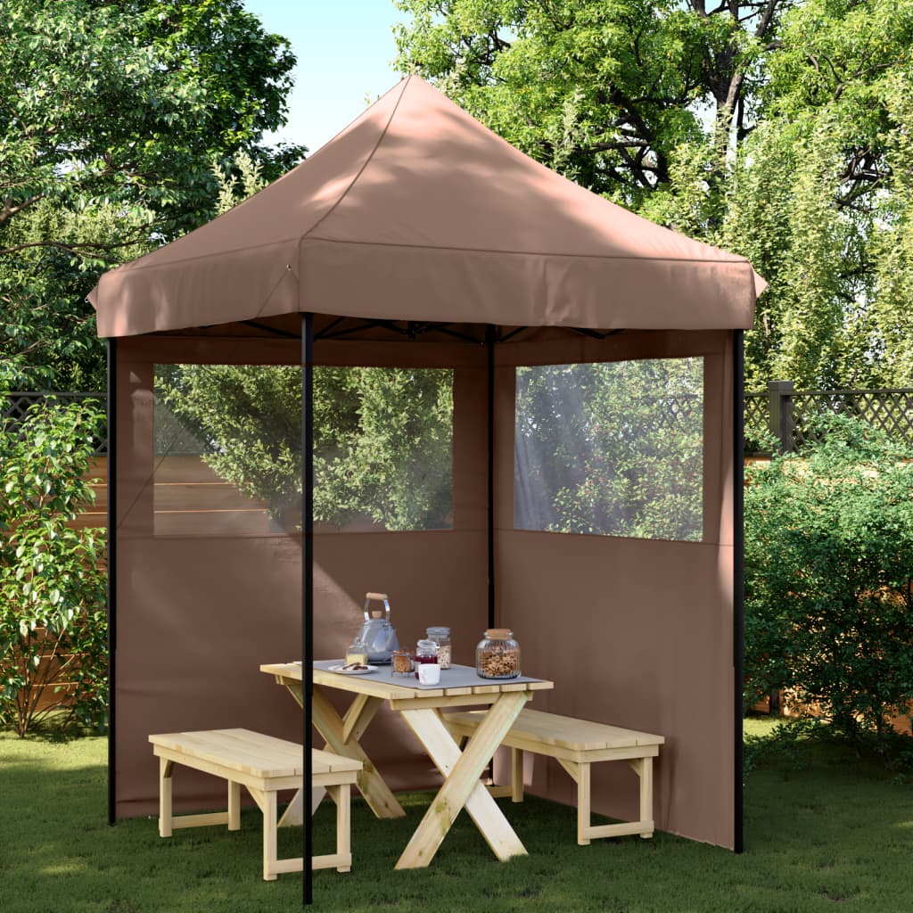 Vidaxl partytent inklapbaar pop-up met 2 zijwanden bruin