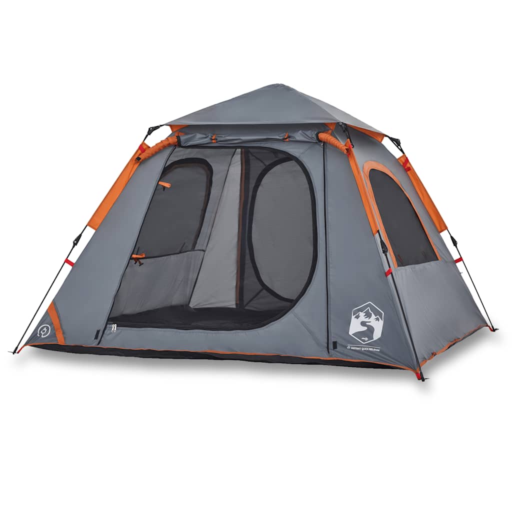 Vidaxl Kuppelzelt 4-Personen-Schnellspanner grau und orange