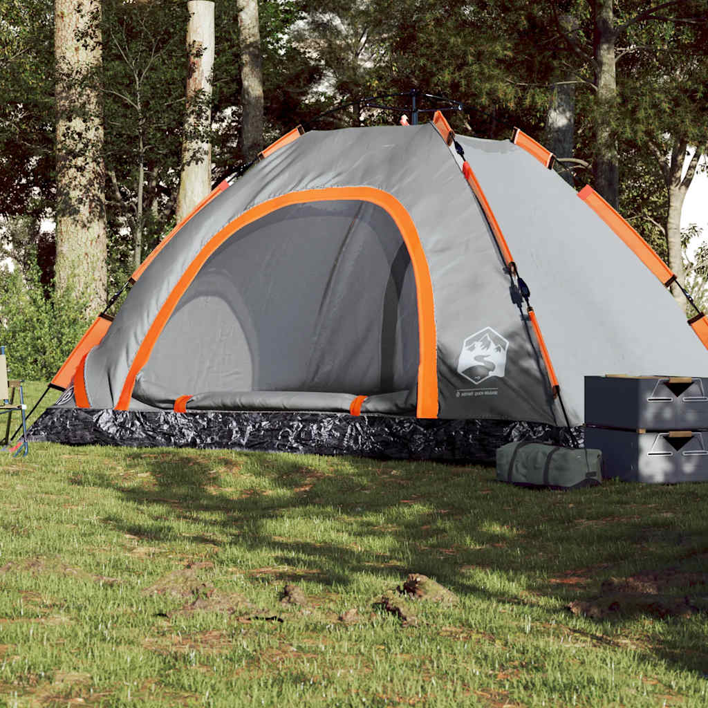 VidaXL Zelt 5-Personen-Schnellspanner Grau und Orange
