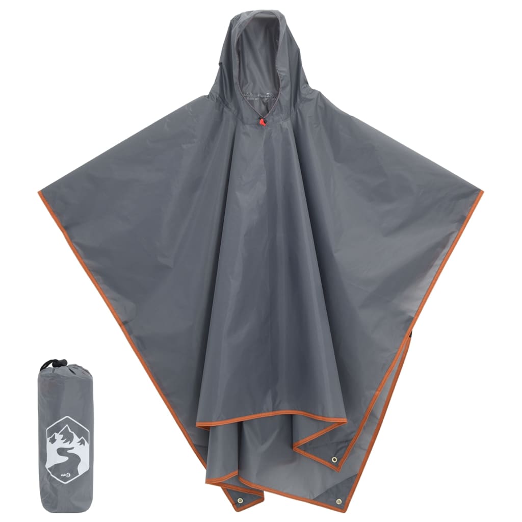 VidaXL Regenponcho mit Kapuze 2-in-1-Design 223x145 cm grau orange