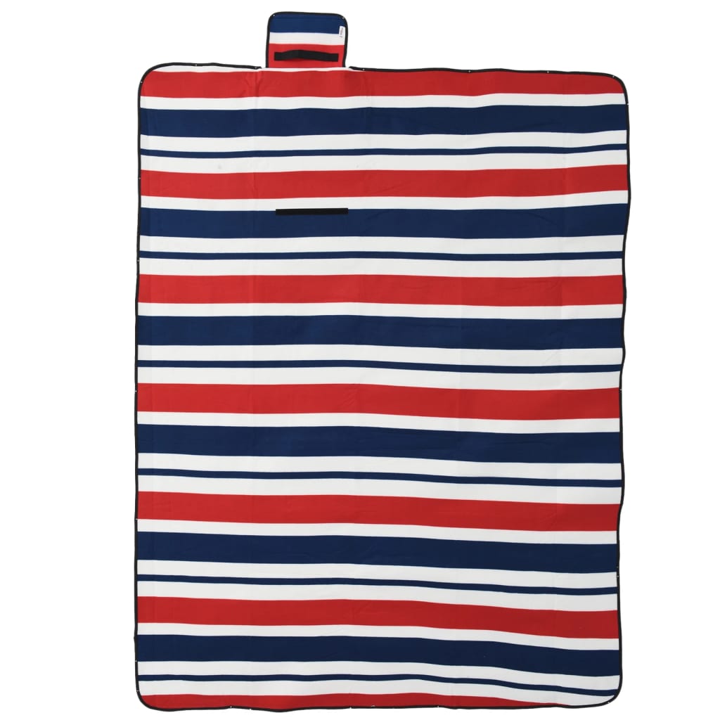 VidaXL Picknickdecke faltbar Streifen 200x150 cm Samt blau rot