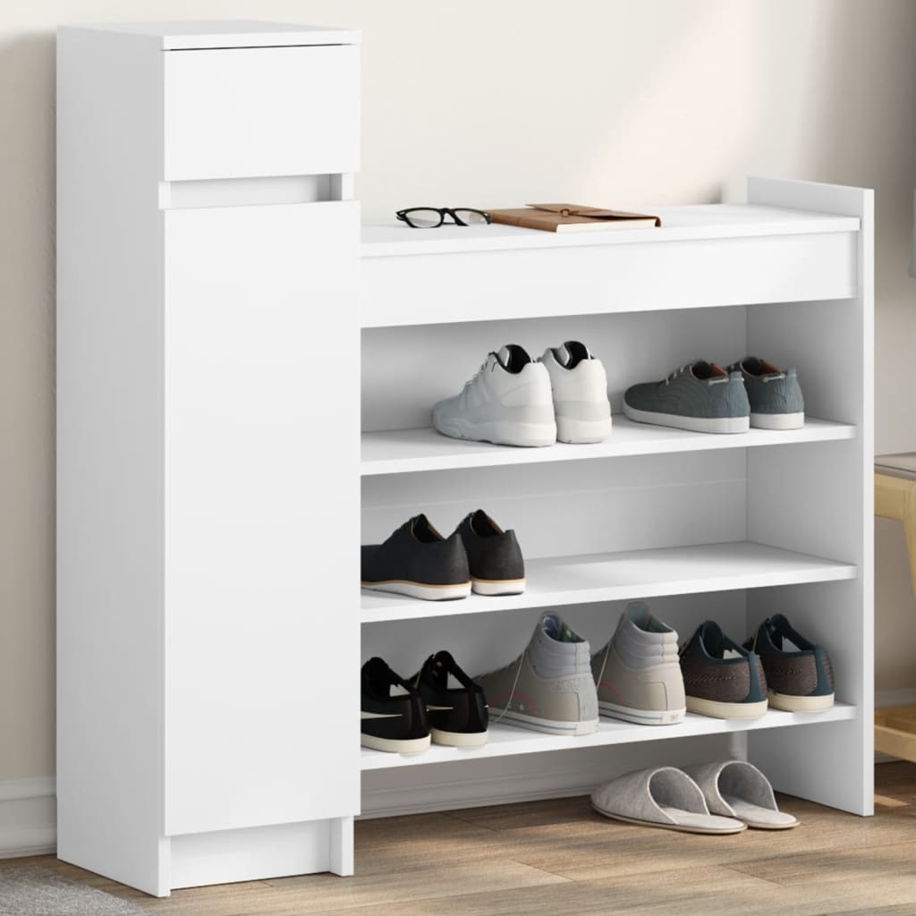 VidaXL Schuhschrank 100,5x28x100 cm Holzwerkstoff weiß