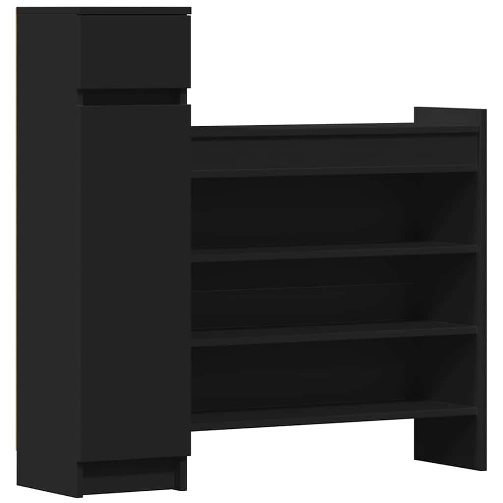 VidaXL Schuhschrank 100,5 x 28 x 100 cm, lackiertes Holz schwarz