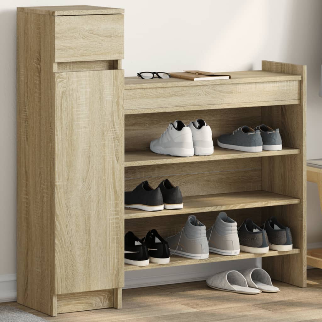VidaXL Schuhschrank 100,5 x 28 x 100 cm, Holzwerkstoff Sonoma-Eiche