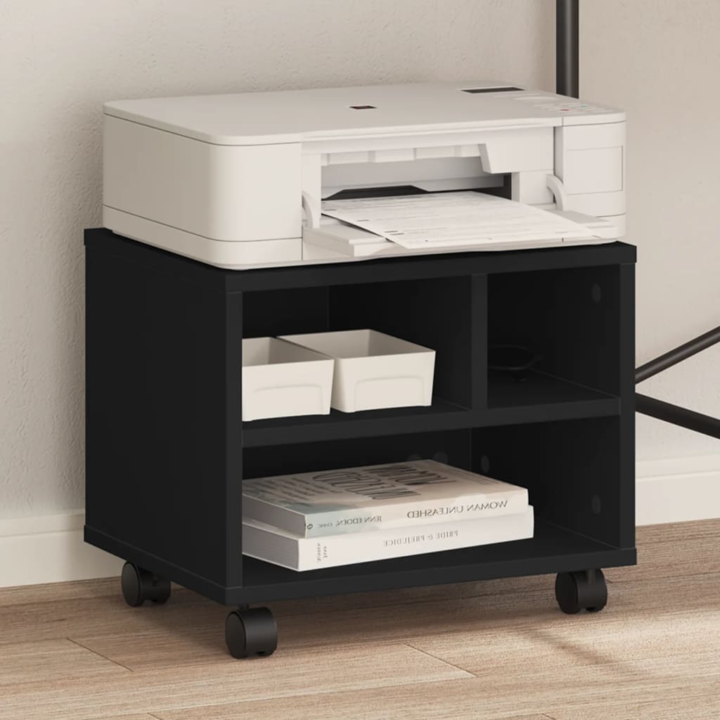 VidaXL Druckerschrank mit Rollen 41x32x34,5 cm schwarz