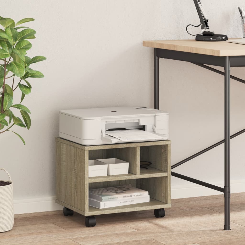 Vidaxl printerkastje met wielen 41x32x34,5 cm sonoma eikenkleurig