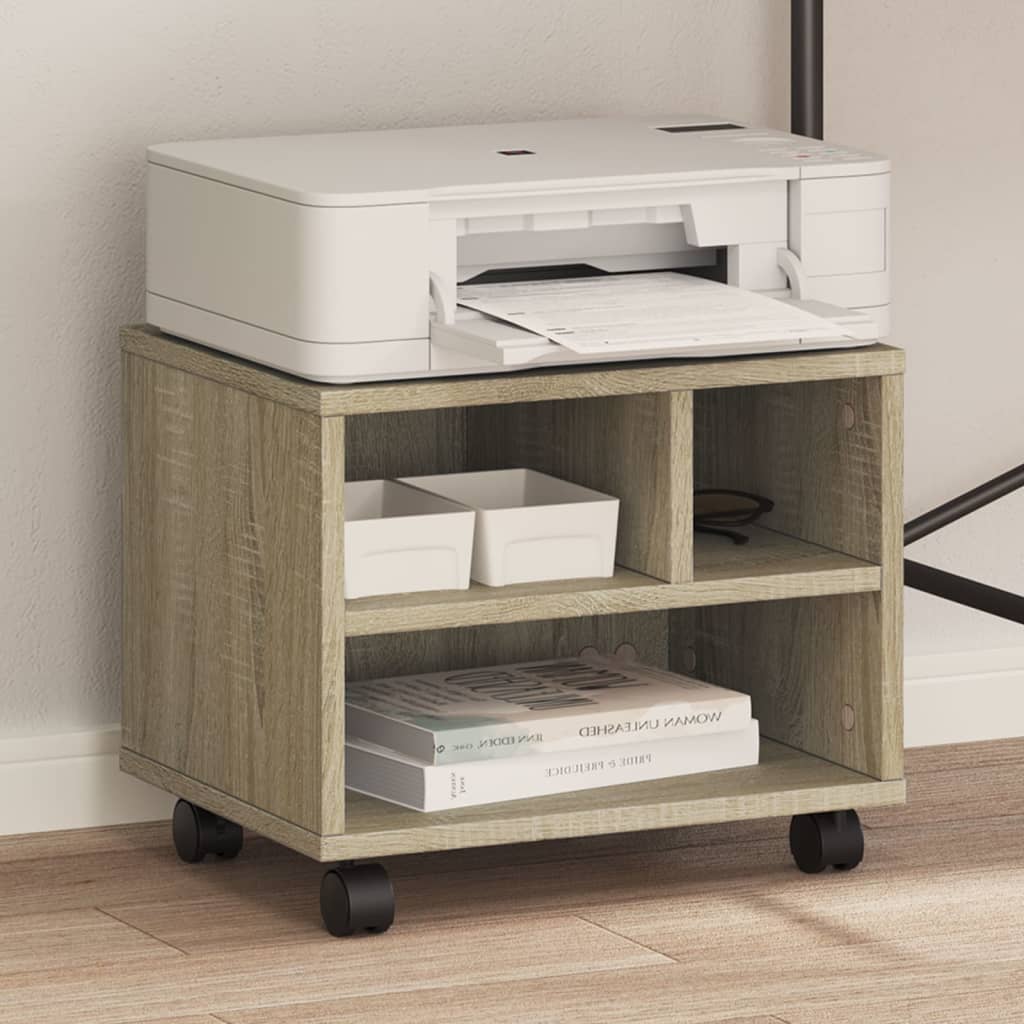 Vidaxl printerkastje met wielen 41x32x34,5 cm sonoma eikenkleurig