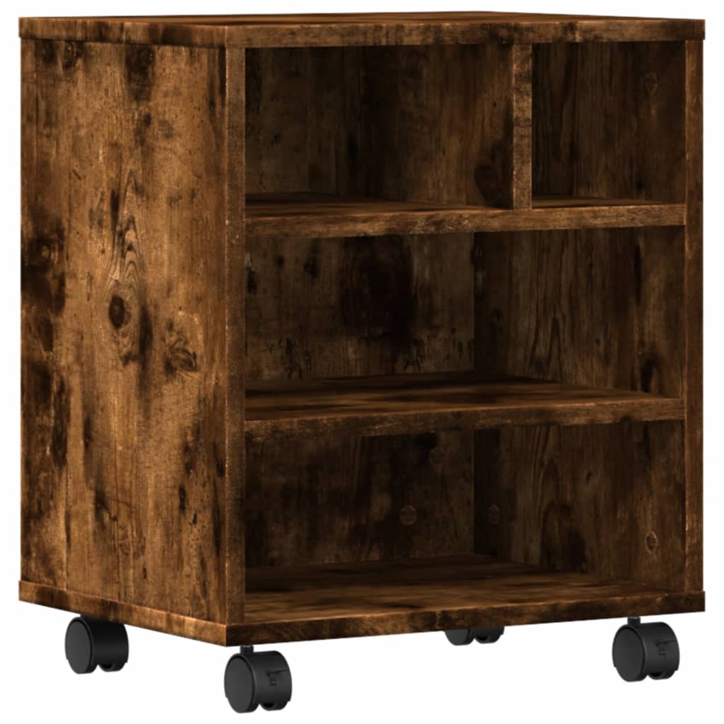VidaXL Druckerschrank mit Rollen 41x32x48 cm geräucherte Eiche