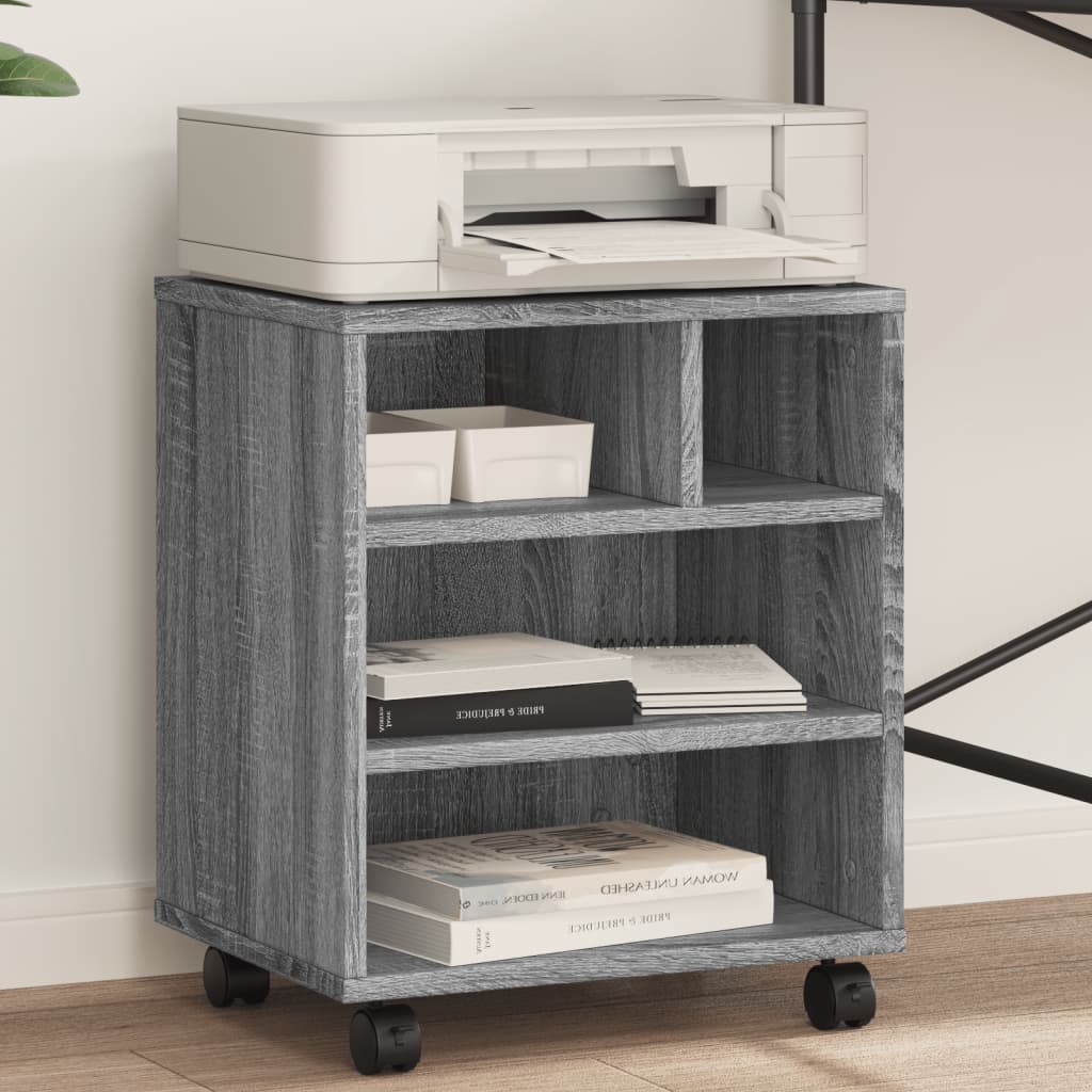 VidaXL-Druckerschrank mit Rollen 41x32x48 cm, Farbe Sonoma-Eiche grau