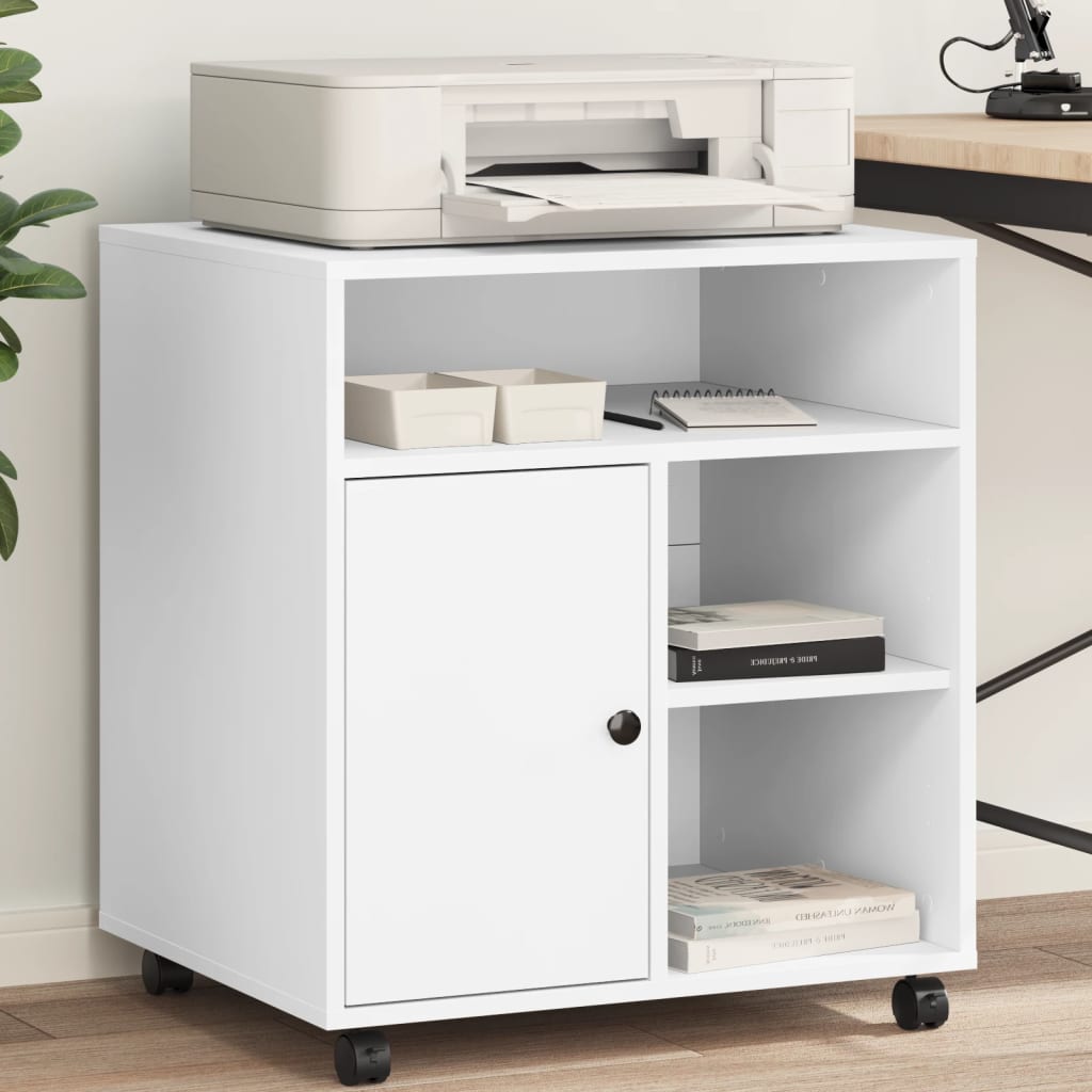 VidaXL Druckerschrank mit Rollen 60x50x67 cm weiß