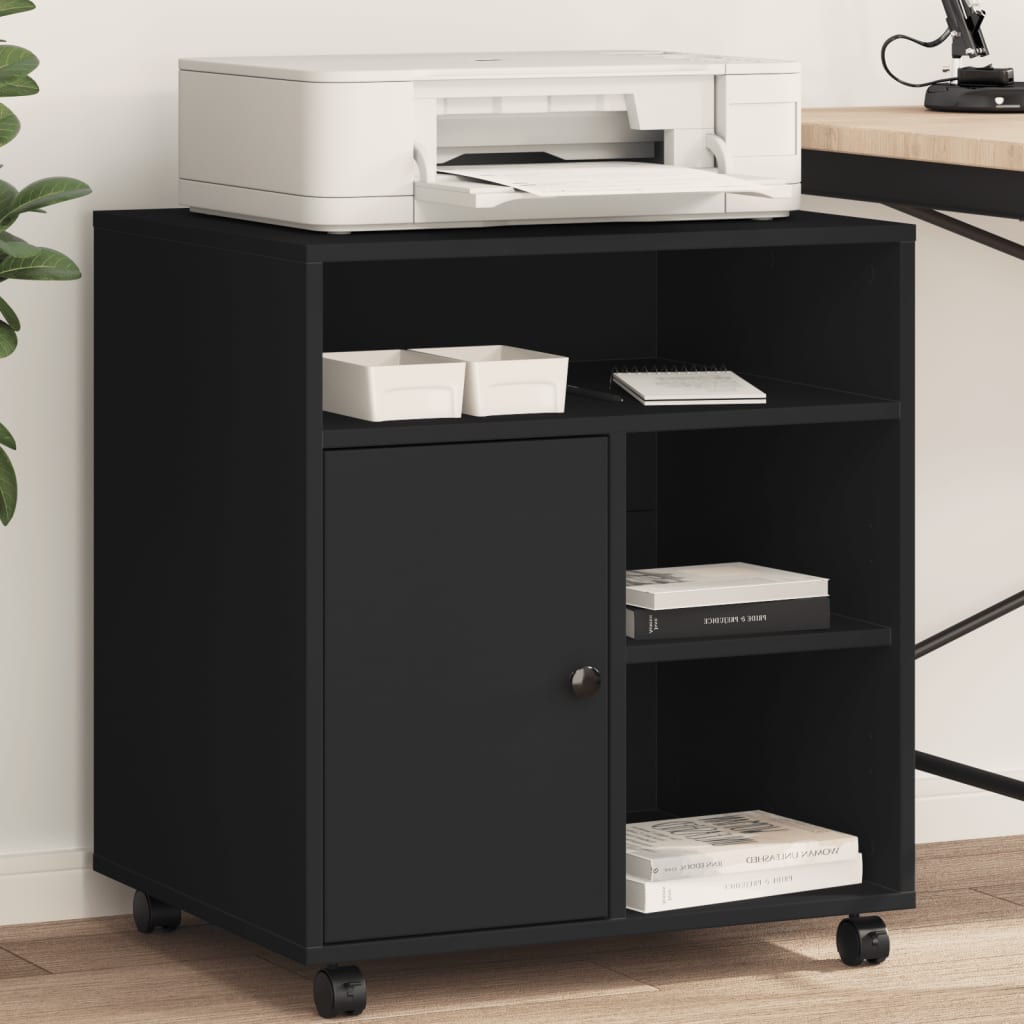VidaXL Druckerschrank mit Rollen 60x50x67 cm schwarz