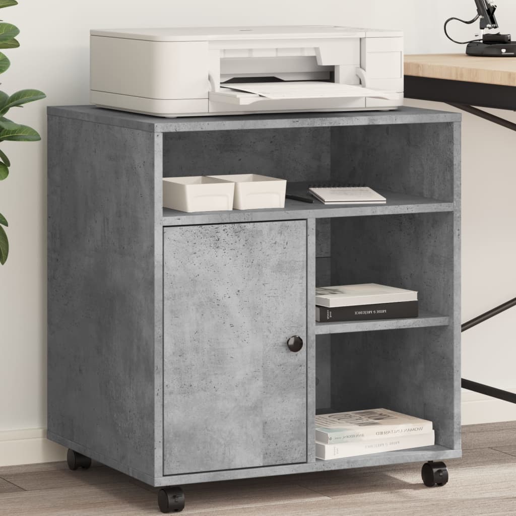 VidaXL Druckerschrank mit Rollen 60x50x67 cm betongrau