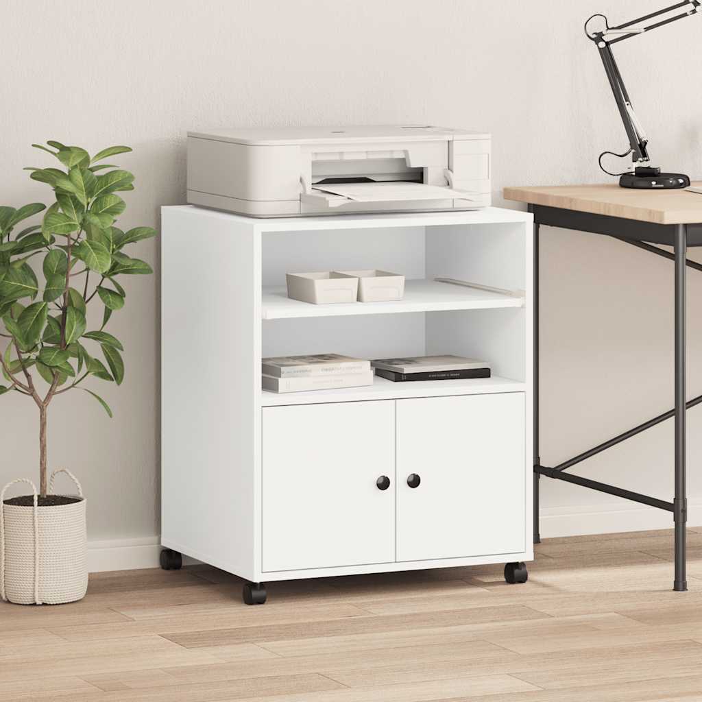VidaXL Druckerschrank mit Rollen 60x48x74 cm weiß