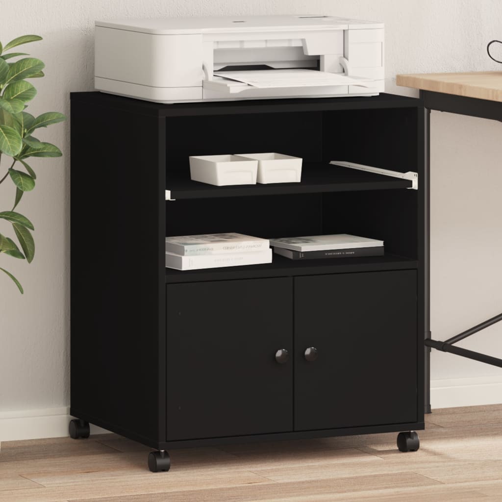 VidaXL Druckerschrank mit Rollen 60x48x74 cm schwarz