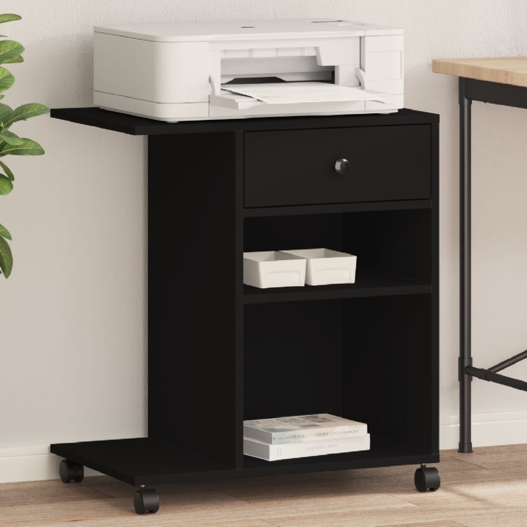 VidaXL Druckerschrank mit Rollen 60x40x68,5 cm schwarz